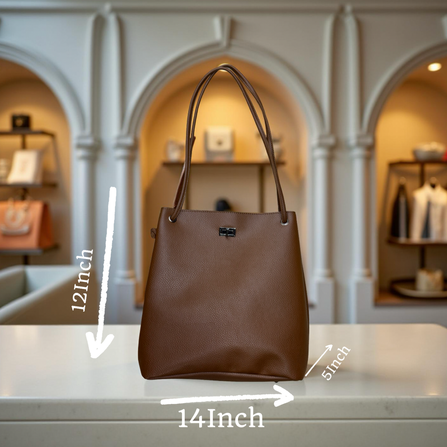 Elegant Leather-Finish Tote Bag – Timeless Style, Everyday Function