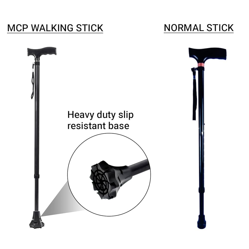 Jindal Premium Height Adjustable Walking Stick Aluminium Cane Hand Stick Trekking Support Stick for Men, Women & Old People