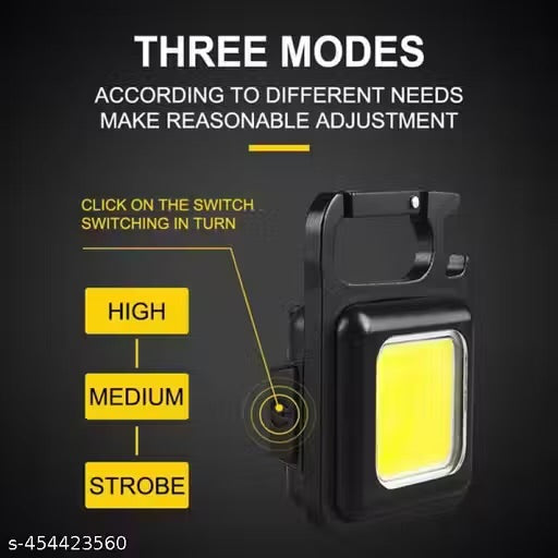 Multifunction Keychain LED Light with COB Floodlight, Bottle Opener & Magnetic Base – USB Rechargeable