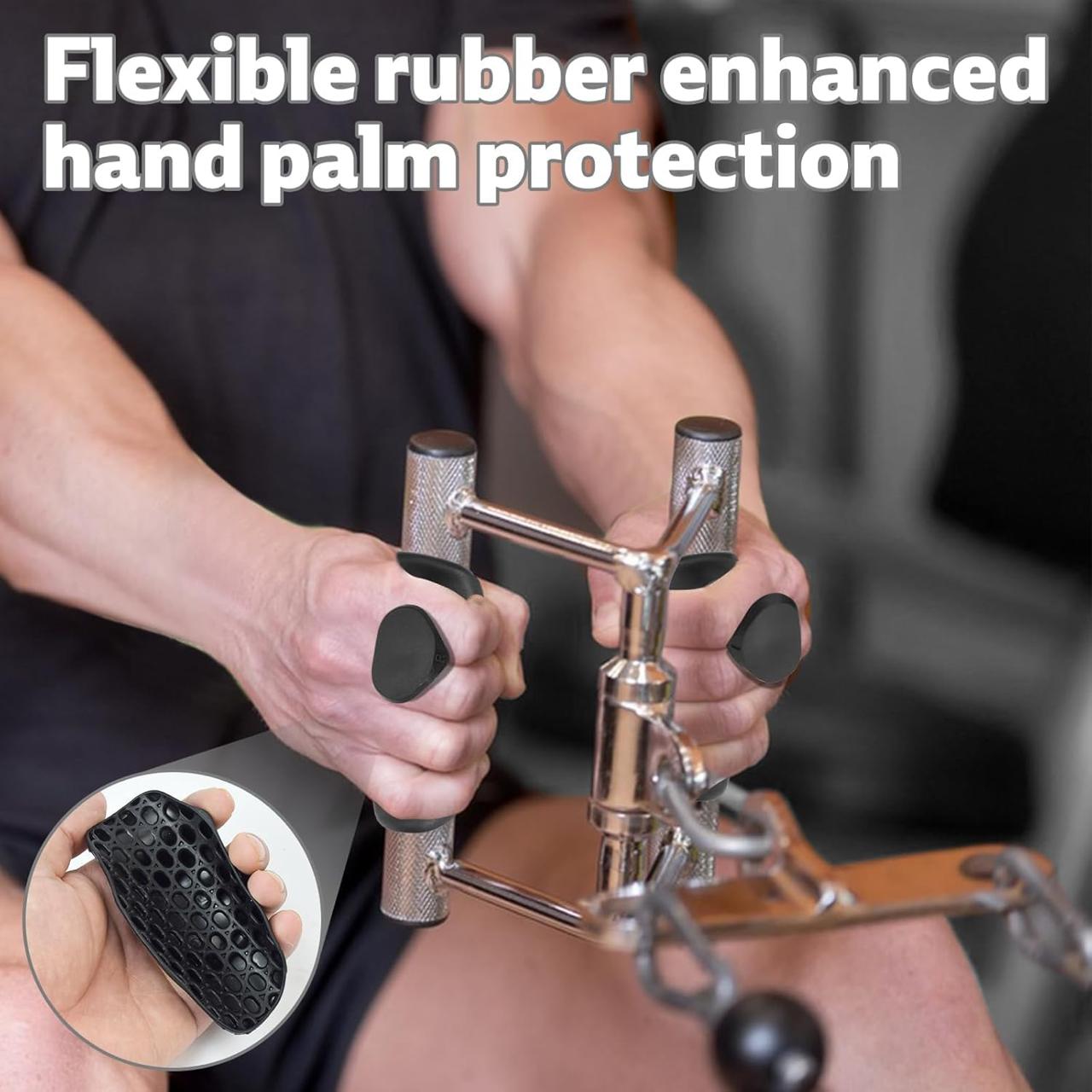 Anti-Slip Workout Grips - Ergonomic Rubber Hand Protector Gloves for Weight Lifting, Pull-Ups, Gym Training and Exercise, for Men and Women