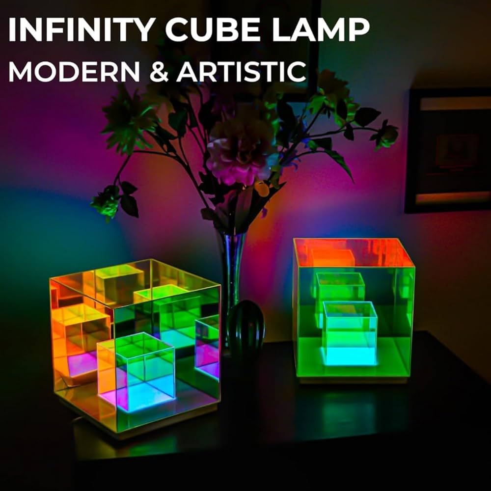 Infinity Cube Lamp | Cube Light | 3D Infinity Cube Lamp | 3D Infinity Cube Light | Table RGB LED Lamp | Table Lamp | 3D Infinity Light | LED Cube Table Lamp | DIY Cube Mirror Lamp