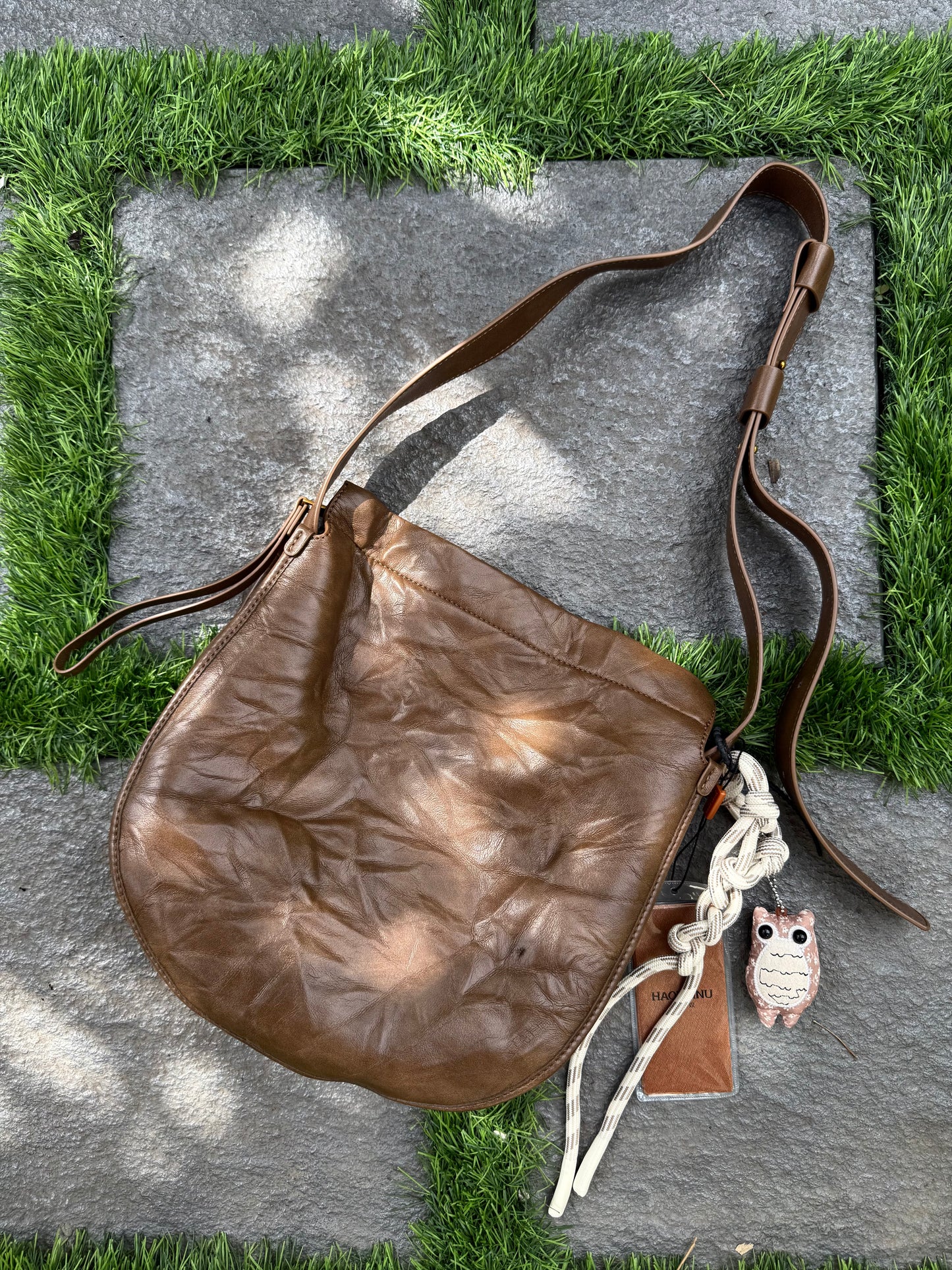 Vintage Leather-Finish Shoulder Bag