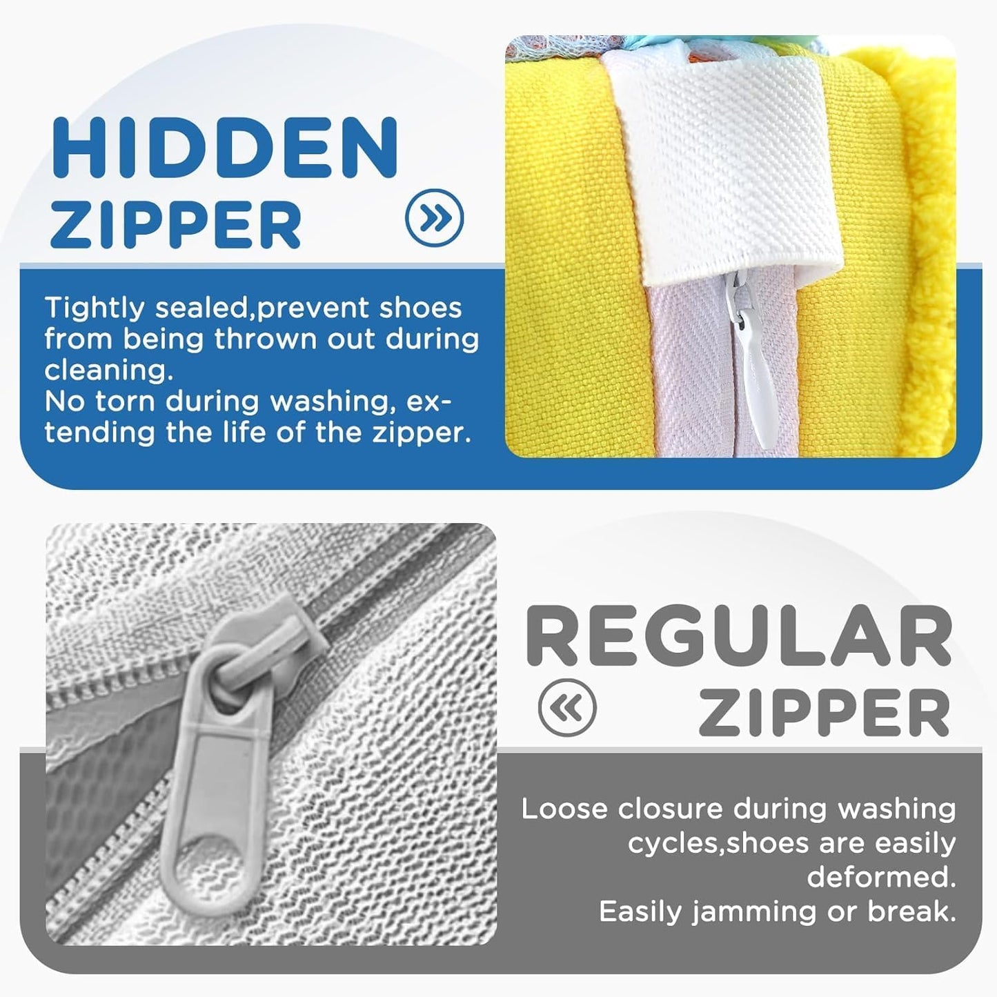 Shoe Bag Washing Machine, Invisible Zipper Side Opening Shoe Washing Bag for Washer and Dryer, Shoe Laundry Bags for Sneakers, Reusable Shoe Cleaning Bag for All Shoe Sizes