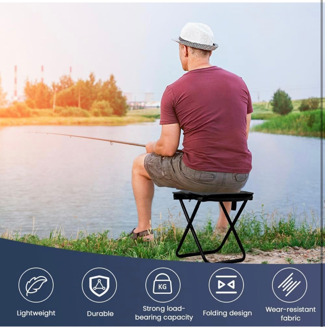 Folding Stool, Mini Outdoor Camping Stool, Portable Small Foldable Lightweight Hunting Seat with Zippered Carrying Bag, Folding Slacker Chairs for Fishing Travelling Picnics