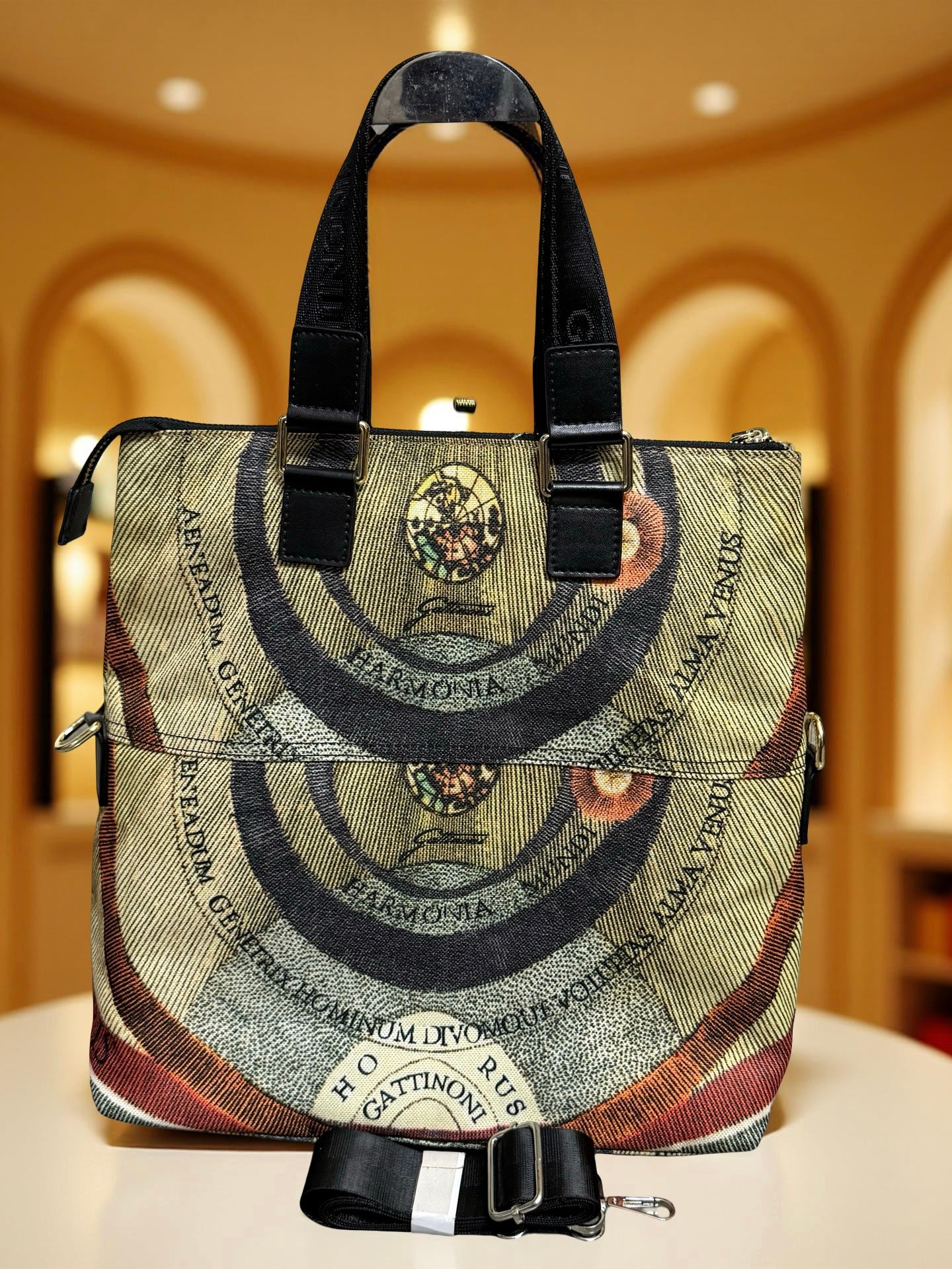 Imported Designer Tote Bag with Classic Celestial Print