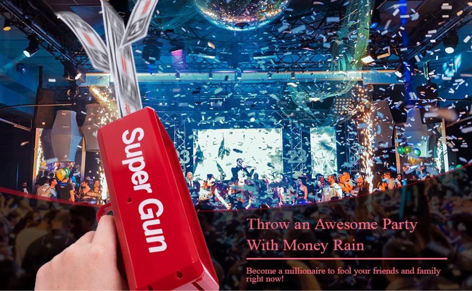 Super Money Gun Cash Cannon for Wedding, Parties and Fun – Includes 100 Fake Dollars Supreme Money Gun Cash