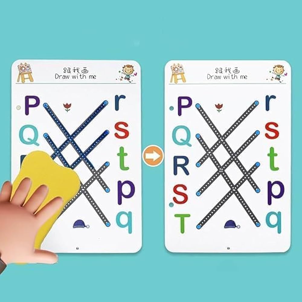 Magical Tracing Workbook Set, Hand Writing Pen Control Training Book For Learning To Write The Alphabets & Numbers, Preschool Educational Reusable Learning Book For Kids