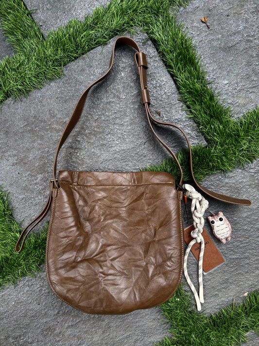 Vintage Leather-Finish Shoulder Bag