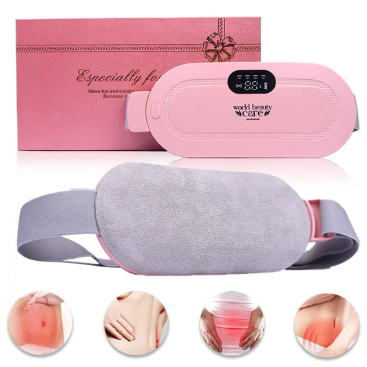 Period Cramp Relief Massager & Heating Pad for Period Cramps Portable Cordless Periods Cramps Relief Machine 3-Temp. & 4-Massage Mode