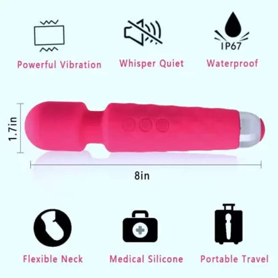 Electric Rechargeable Personal Body Wand Cordless Massager Machine with 20 Vibration Modes and Water Resistant for Full Body