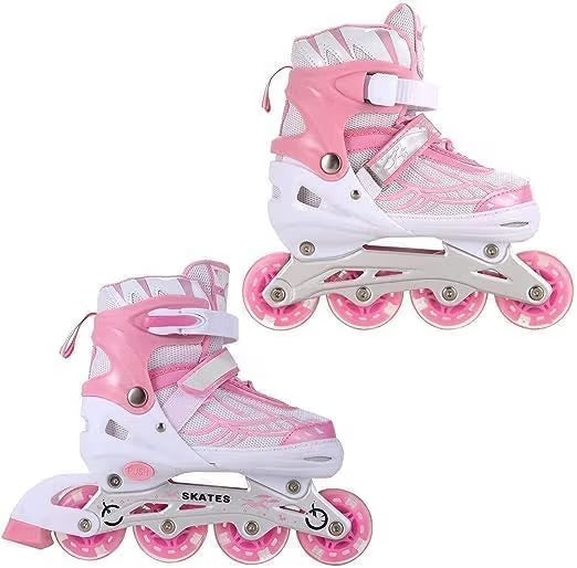 Skating Shoes Inline Skates w/ Light Up Wheels LED Flashing Roller Skates for Kids Boys Girls Adjustable Skating Shoes Comfertable Skate for Outdoor Fun with Roller Skates for 5-16 Yrs Boys and Girls Adjustable Skating Shoes Comfertable Skate for Outdoor