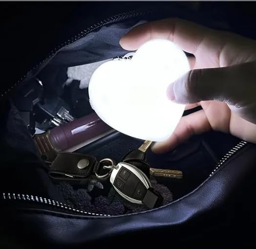 Heart-Shaped Touch Sensor LED Purse Light | USB-C Rechargeable, Auto-Off Feature | Compact Clip-On Bag Lamp for Handbags, Backpacks, and Totes | Ideal Gift for Women and Friends | (Pack of 1)