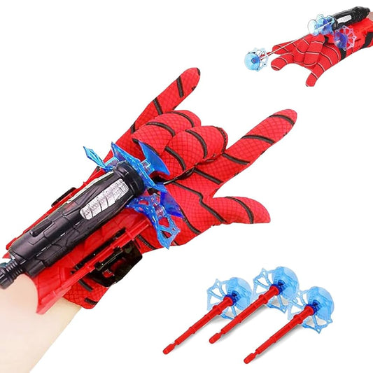 Spider Web Shooter Toys for Kids Real Gadget Toys for Boys Gloves Launcher Wrist Toy for School Fancy Dress Costume, Cosplay Launcher, Sticky Wall Soft Bomb Action Figures, Multicolor