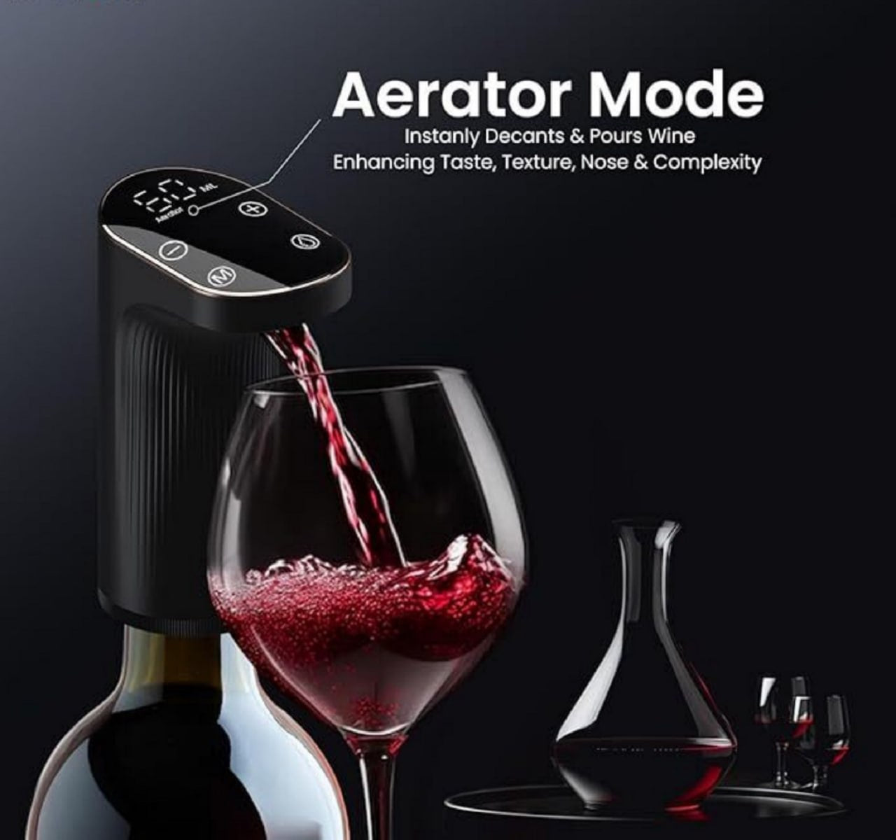 Smart Alcohol Dispenser and Wine Aerator, Peg Measurer Dispenses 1-999ML with Instant Wine Aeration and Self Cleaning