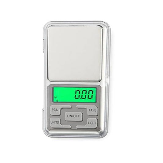 Mini Pocket Weighing Scale - Precision Digital LED Scale with Auto Calibration and Tare Function, 0.01g to 200g Capacity (Silver)