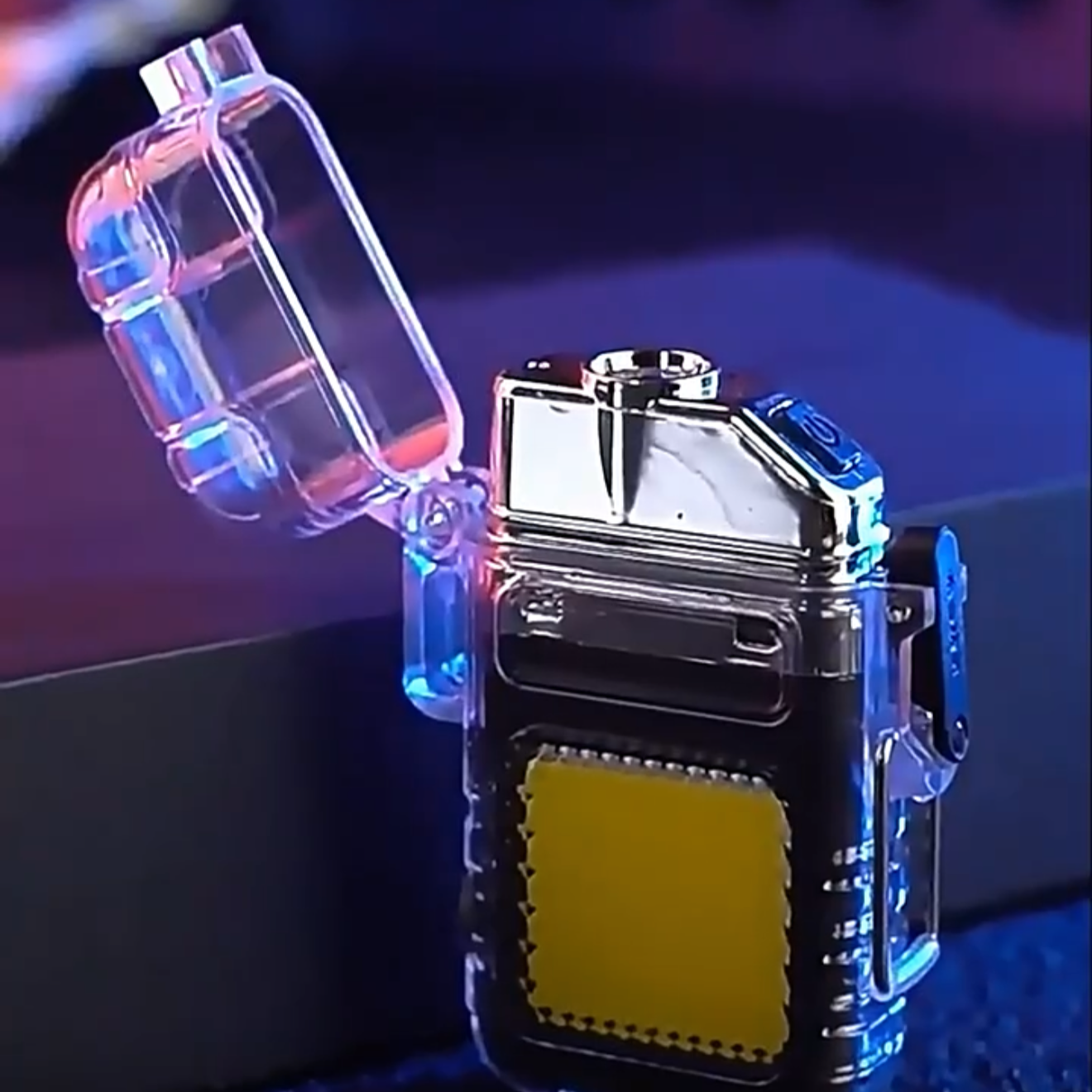 Waterproof USB Rechargeable LED Flashlight Lighter – Transparent Keychain Torch with Plasma Arc, Windproof Flameless Mini Lantern for Outdoor, Camping, Hiking & Survival