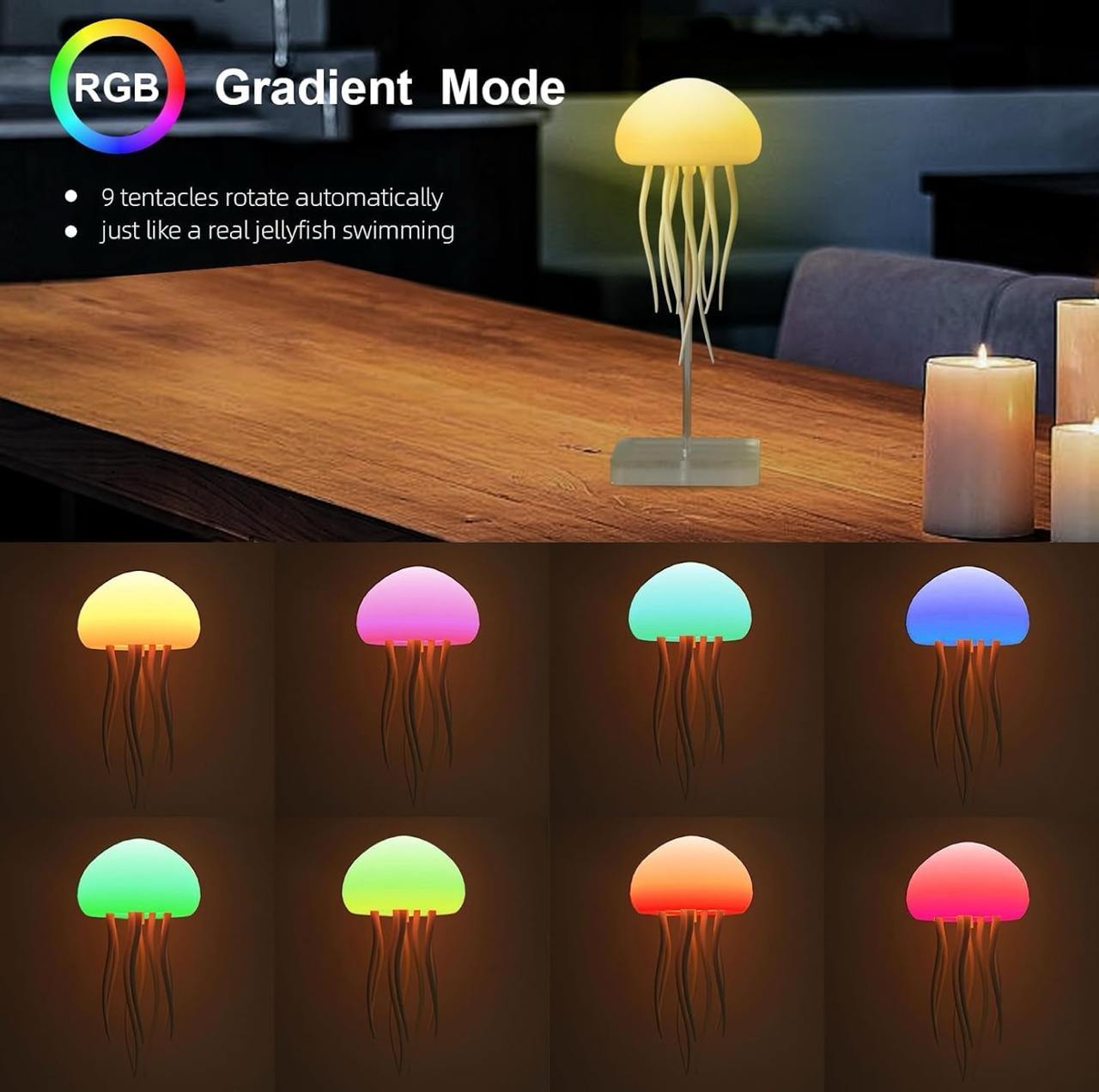 Jellyfish Lamp | Jellyfish Lamp with Dancing Legs | RGB Gradient Jellyfish Bedside Lamp