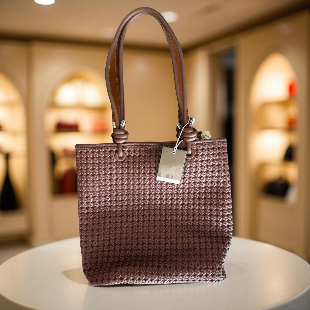 Imported Woven Tote Bag with Magnetic Closure