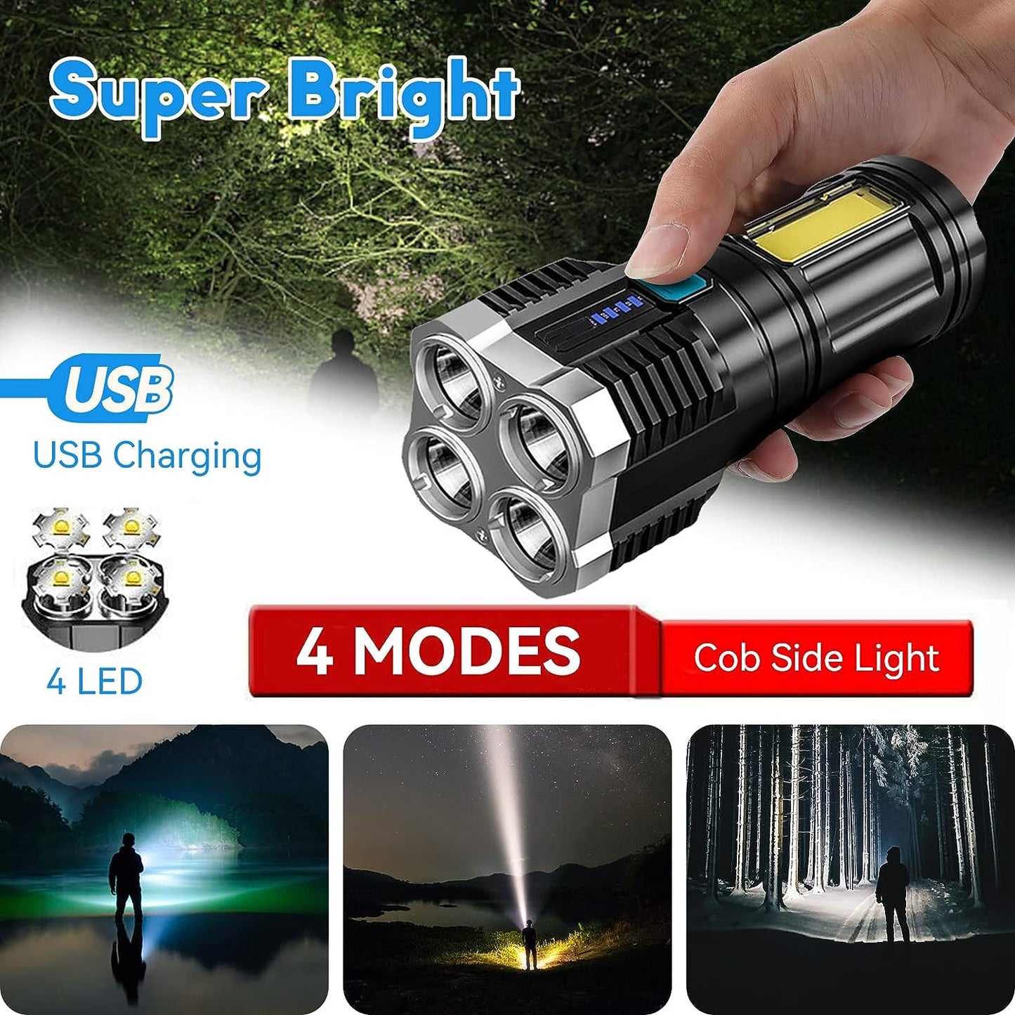 4 Core Super Bright Flashlight