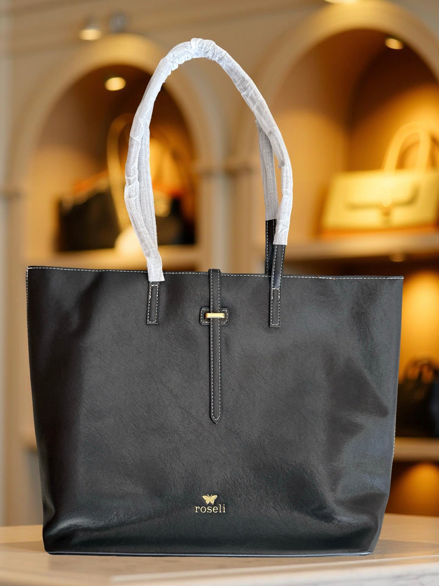 Roseli Classic Leather-Finish Tote Bag