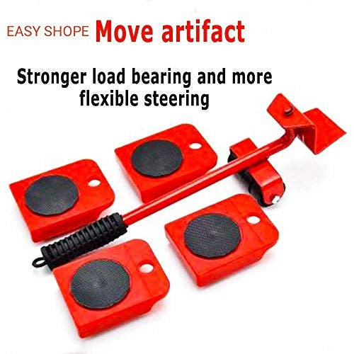 Heavy Furniture and Appliance Mover Tool Set - Roller Lifter Moving System With 4 Wheel Sliders Kit (Set of 1)