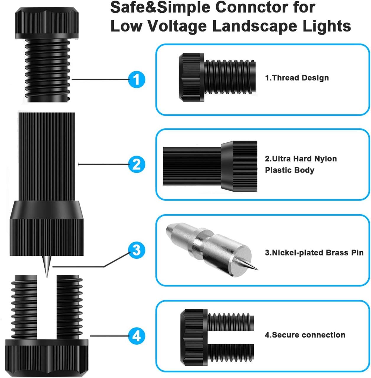Low Voltage Landscape Lighting Cable Connector - 12-20 Gauge Wire Connectors for Landscape Lighting Path Lights pack of 5