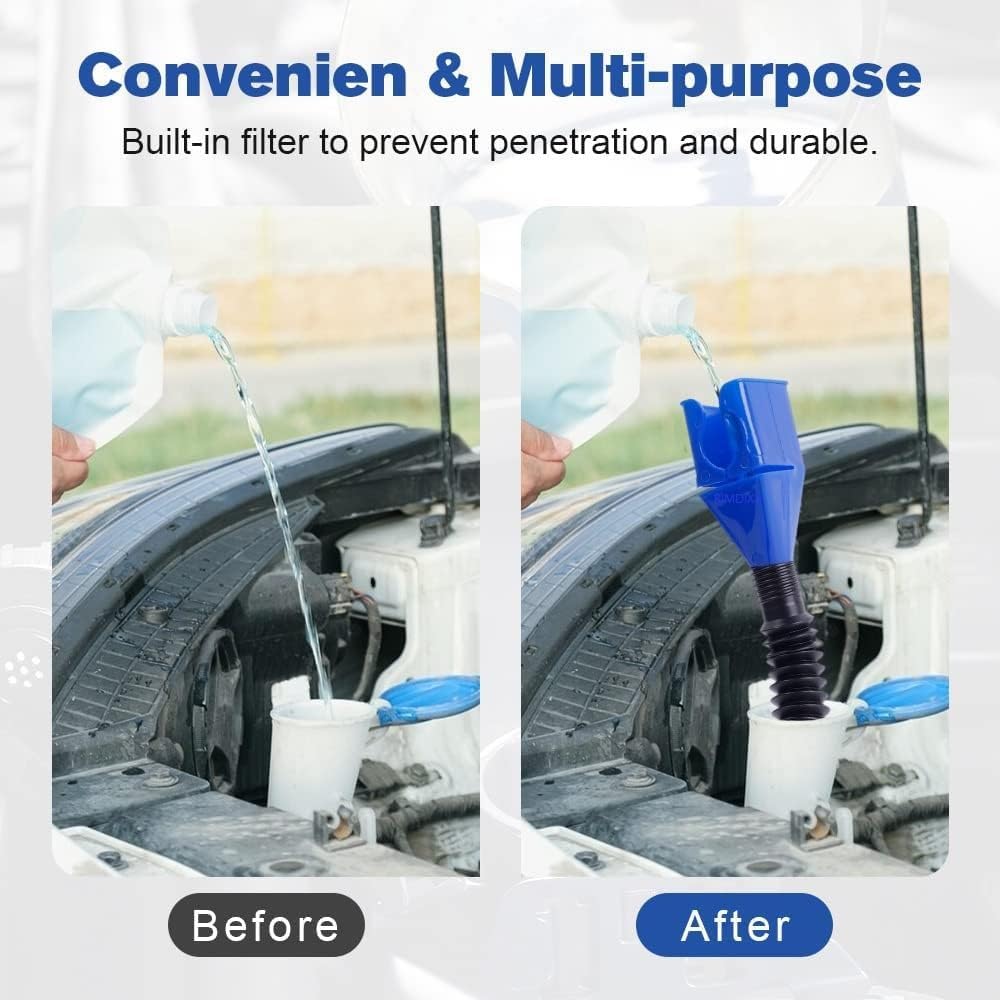 Fuel Transfer Funnel with Retractable Hose – Universal Anti-Spill Funnel for Petrol, Diesel, Oil, Coolant & More