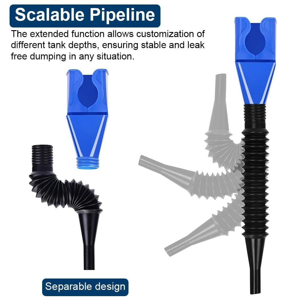 Fuel Transfer Funnel with Retractable Hose – Universal Anti-Spill Funnel for Petrol, Diesel, Oil, Coolant & More