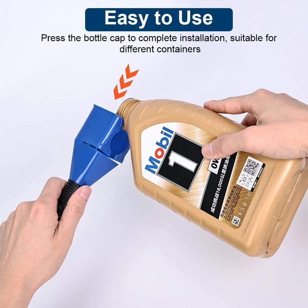 Fuel Transfer Funnel with Retractable Hose – Universal Anti-Spill Funnel for Petrol, Diesel, Oil, Coolant & More