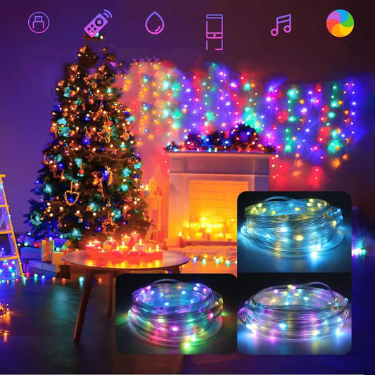 10M USB Led Fairy String Light Bluetooth APP RGB IC |Multi Color LED Fairy Lights | RGB USB Twinkle Smart Fairy Light |Smart Neon Strip Lights | Music Sync RGB Lights with Remote | Multicolor