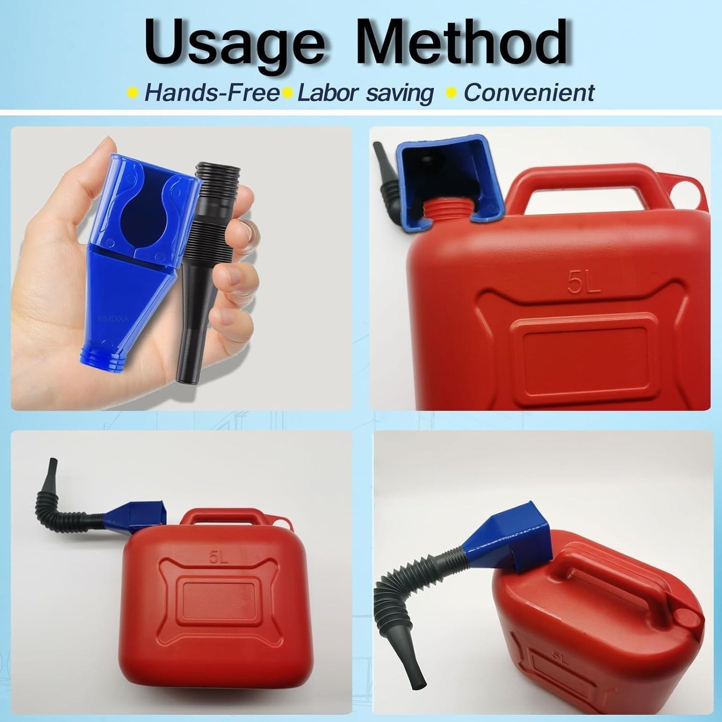 Fuel Transfer Funnel with Retractable Hose – Universal Anti-Spill Funnel for Petrol, Diesel, Oil, Coolant & More