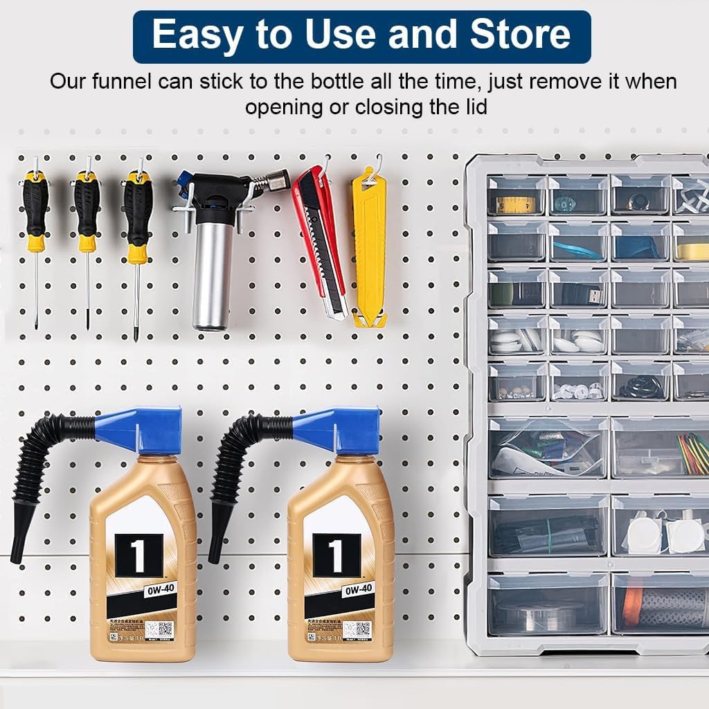 Fuel Transfer Funnel with Retractable Hose – Universal Anti-Spill Funnel for Petrol, Diesel, Oil, Coolant & More