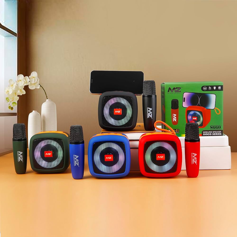 MZ S660 (Portable Bluetooth Speaker) Dynamic Thunder Sound & High Bass with Wireless Mic, RGB Light, 5W Power with 1200mAh
