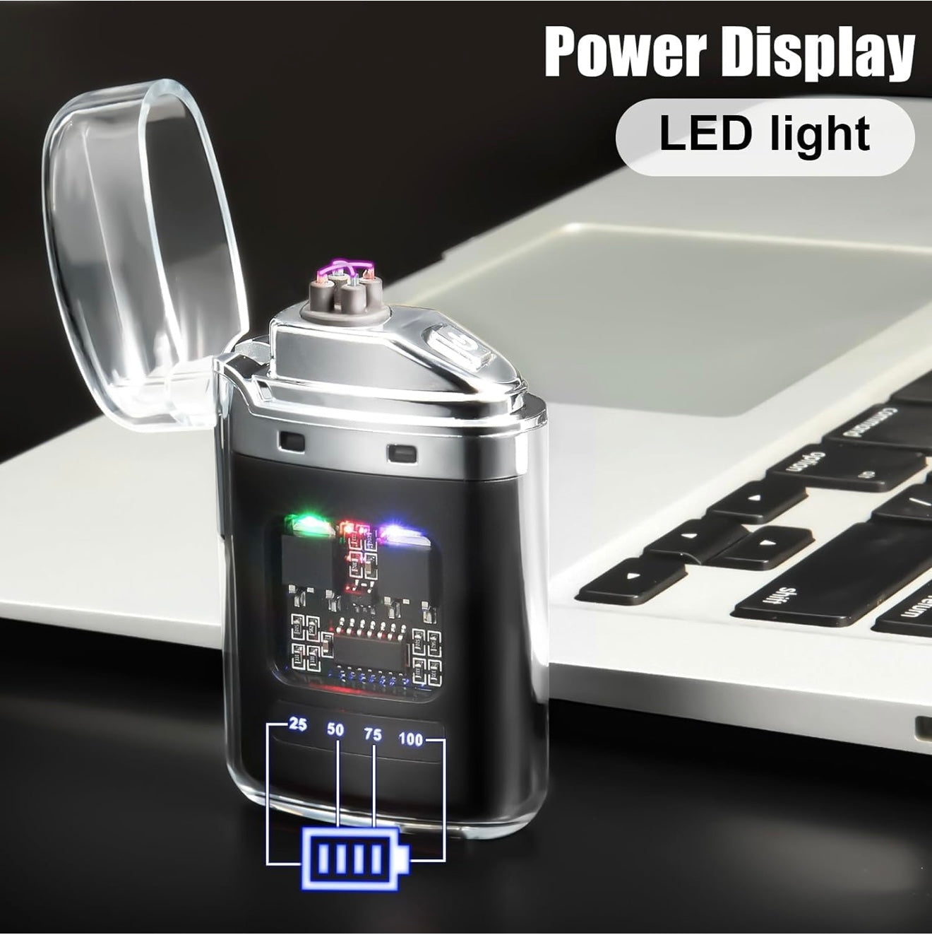 Waterproof USB Rechargeable LED Flashlight Lighter – Transparent Keychain Torch with Plasma Arc, Windproof Flameless Mini Lantern for Outdoor, Camping, Hiking & Survival