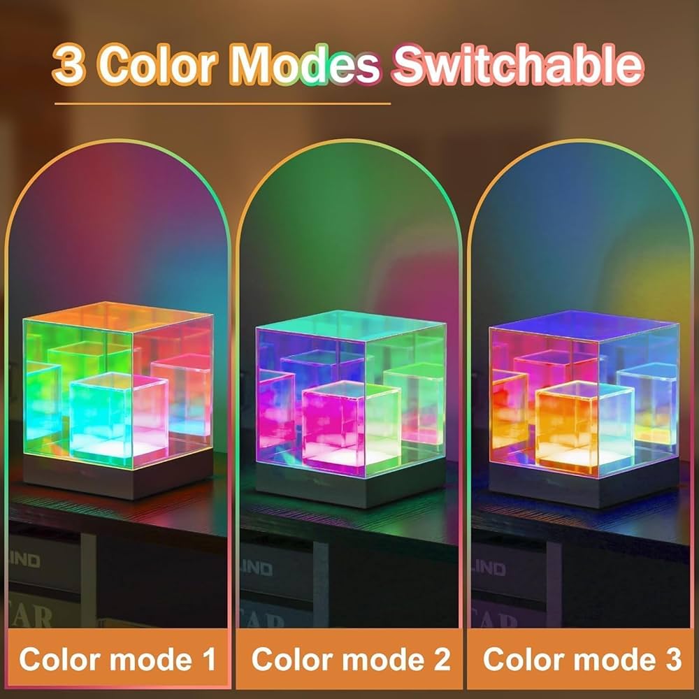Infinity Cube Lamp | Cube Light | 3D Infinity Cube Lamp | 3D Infinity Cube Light | Table RGB LED Lamp | Table Lamp | 3D Infinity Light | LED Cube Table Lamp | DIY Cube Mirror Lamp