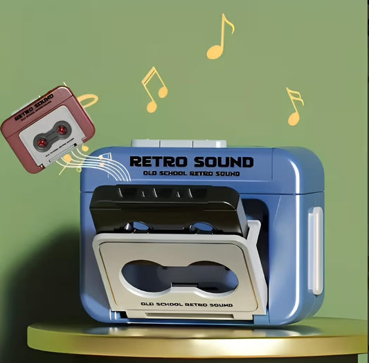 Keychain Retro Mini Voice Recorder – Portable 15-Second Audio Device with Vintage Cassette Design, Built-in Songs, Bag, Car & Bike Accessory, Random Blue/Brown
