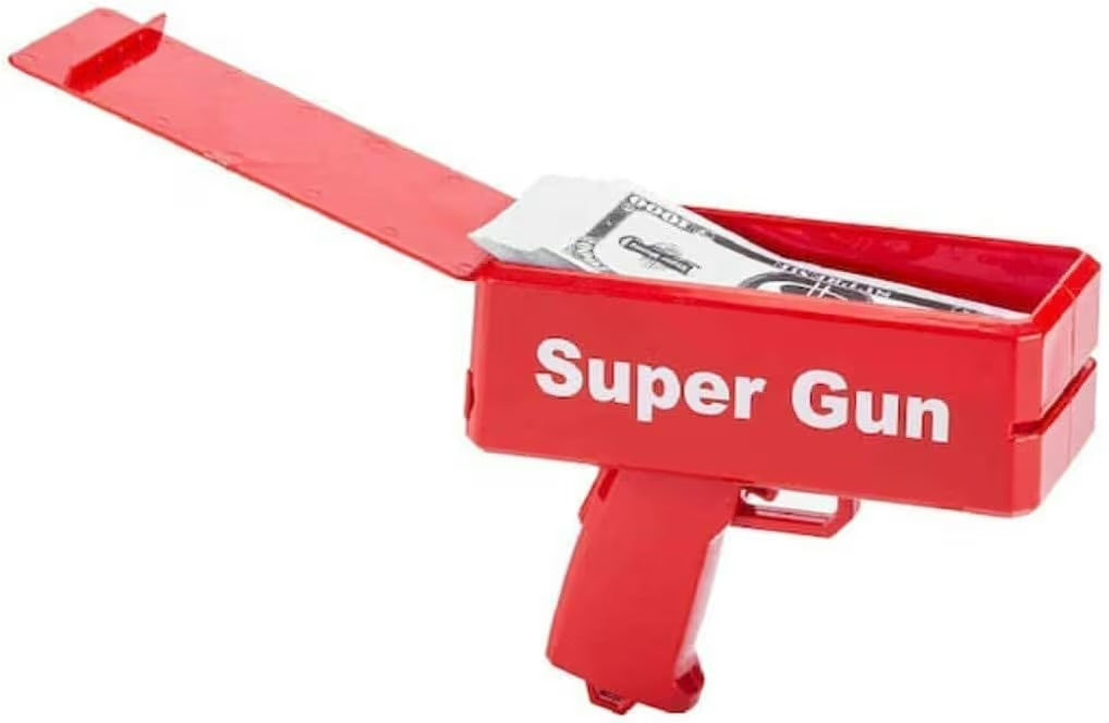 Super Money Gun Cash Cannon for Wedding, Parties and Fun – Includes 100 Fake Dollars Supreme Money Gun Cash
