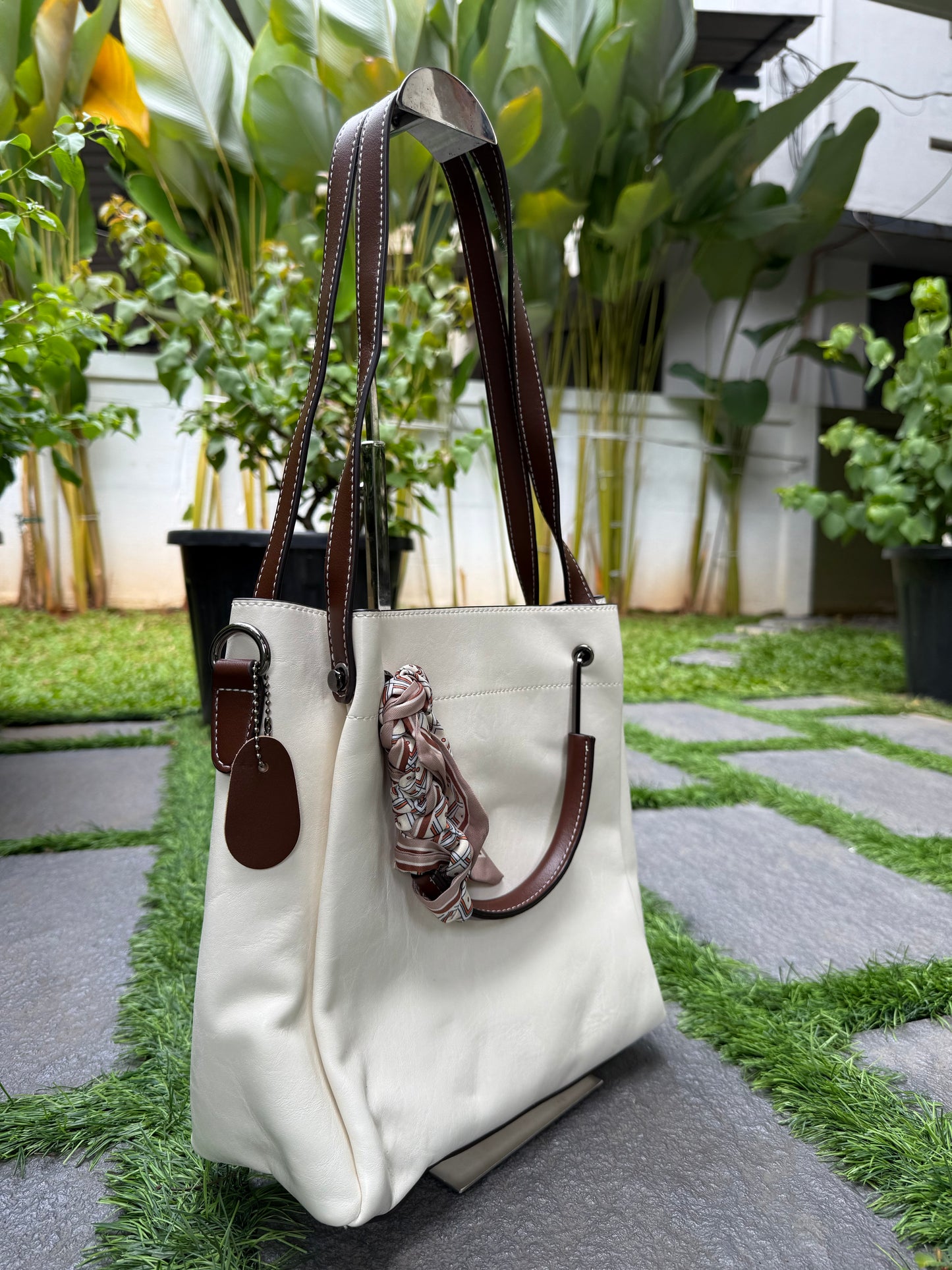 Elegant Dual-Tone Imported Handbag