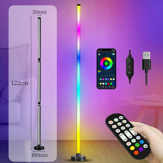 Silicone Corner Floor Lamp RGBW, LED Floor Lamp with APP, IF Remote Control, Music Sync, Timer and 16 Million DIY Colors, Smart Corner Light for Gaming Rooms Bedrooms,