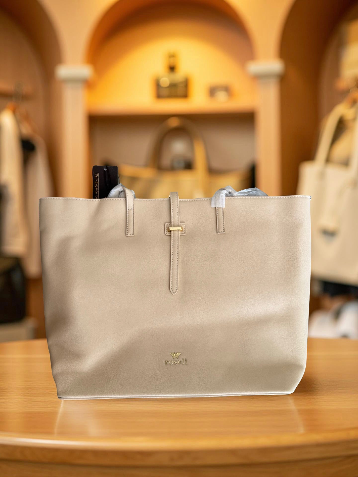 Roseli Classic Leather-Finish Tote Bag