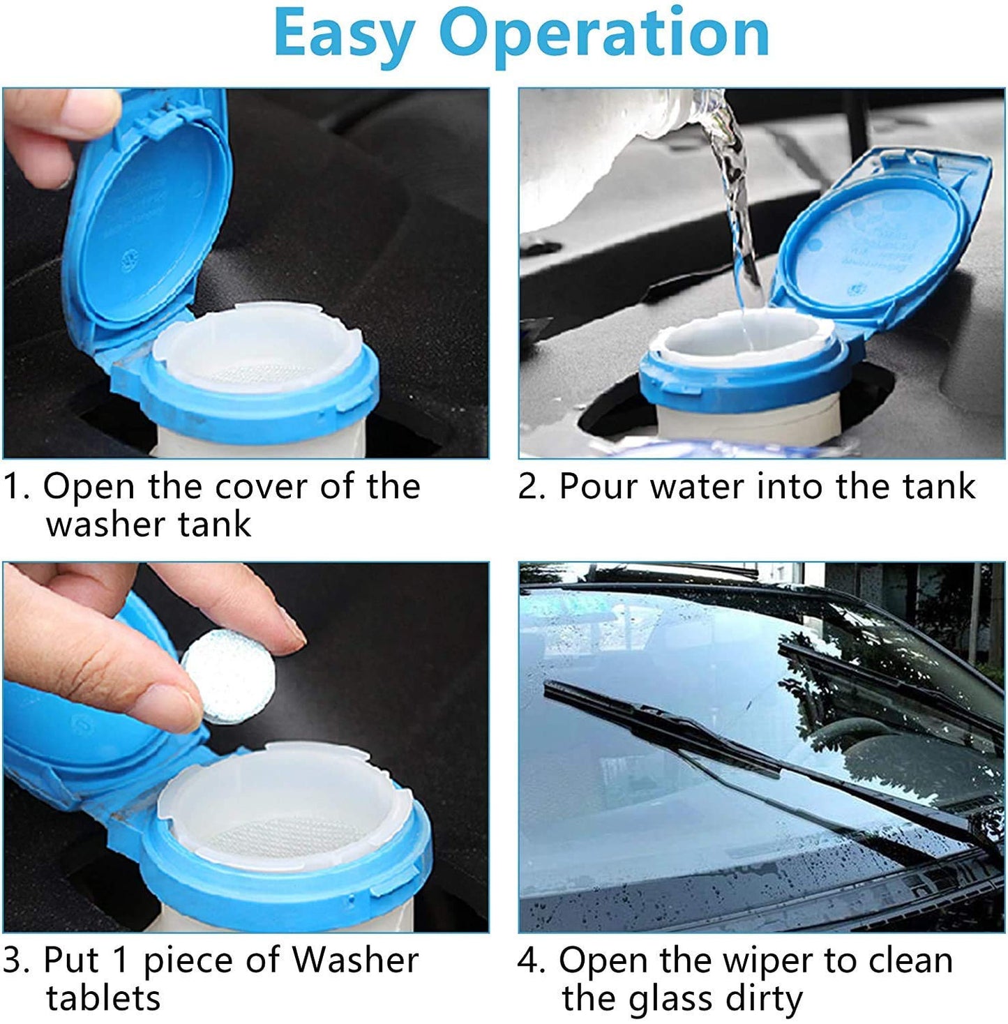 Car Windshield Washer Tablet | Windshield Cleaning Tablet | Car Glass Cleaner Tablet Car Accessories Car Wiper Detergent Effervescent Tablets Washer Auto Windshield Cleaner Glass Wash Cleaning Tablets. Pack of 10