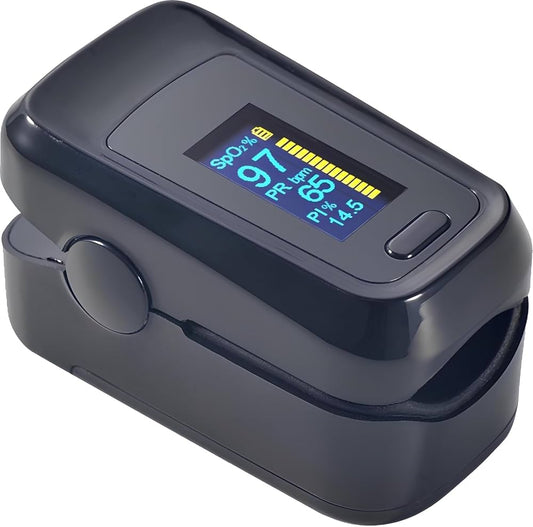 MCP M170 Fingertip advanced OLED Type fingertip Pulse Oximeter measures Oxygen Saturation, Pulse Rate (SpO2), Perfusion Index & Respiratory Rate with Battery (Black)