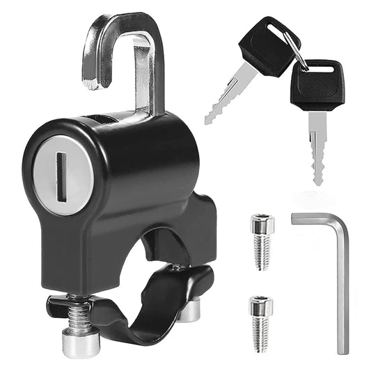 Helmet Lock for Bike - Motorbike Accessories, Anti-Theft Strong Helmet Safety Lock, Portable Bike Handlebar Tubing Helmet Lock with 2 Keys (Black)