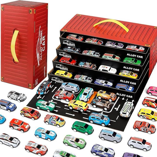 48pcs Pull Back Cars Set,Alloy Racing Car Toys,Bulk Mental Trucks Toy Vehicles Set,Goodie Bag Stuffers Mini Cars Party Favors for Kids Boys and Girls