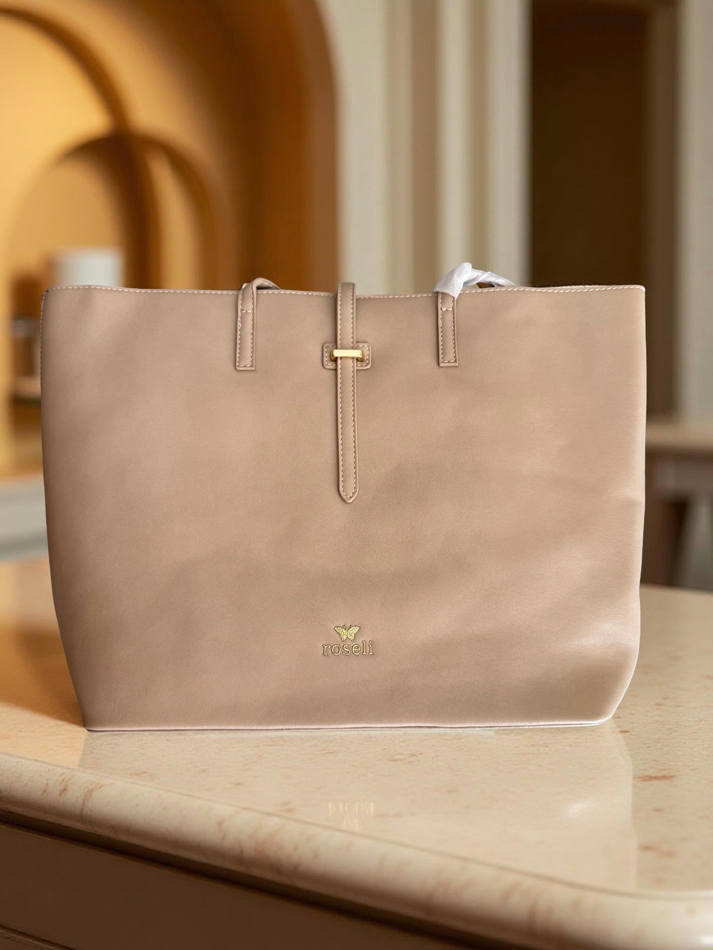 Roseli Classic Leather-Finish Tote Bag