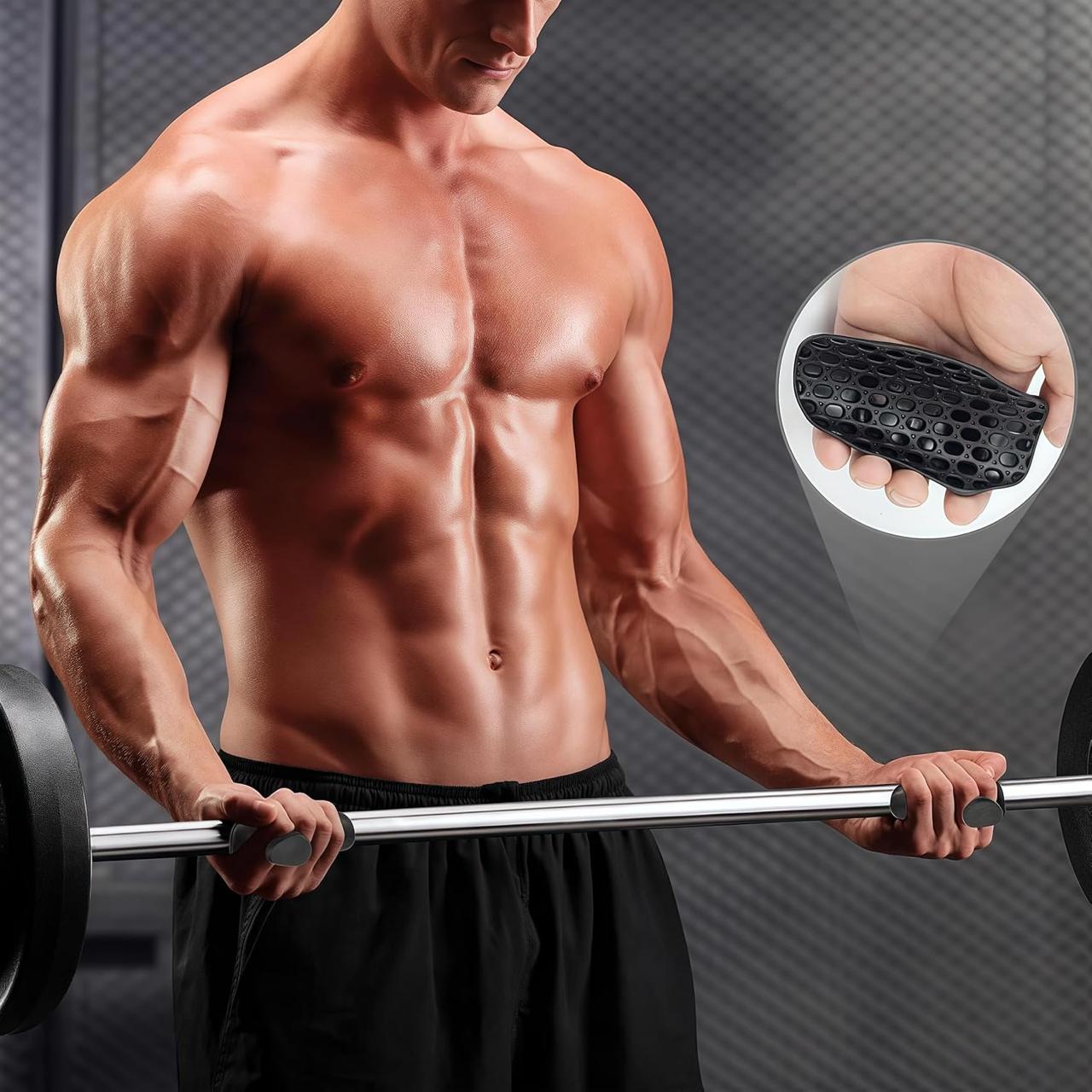 Anti-Slip Workout Grips - Ergonomic Rubber Hand Protector Gloves for Weight Lifting, Pull-Ups, Gym Training and Exercise, for Men and Women