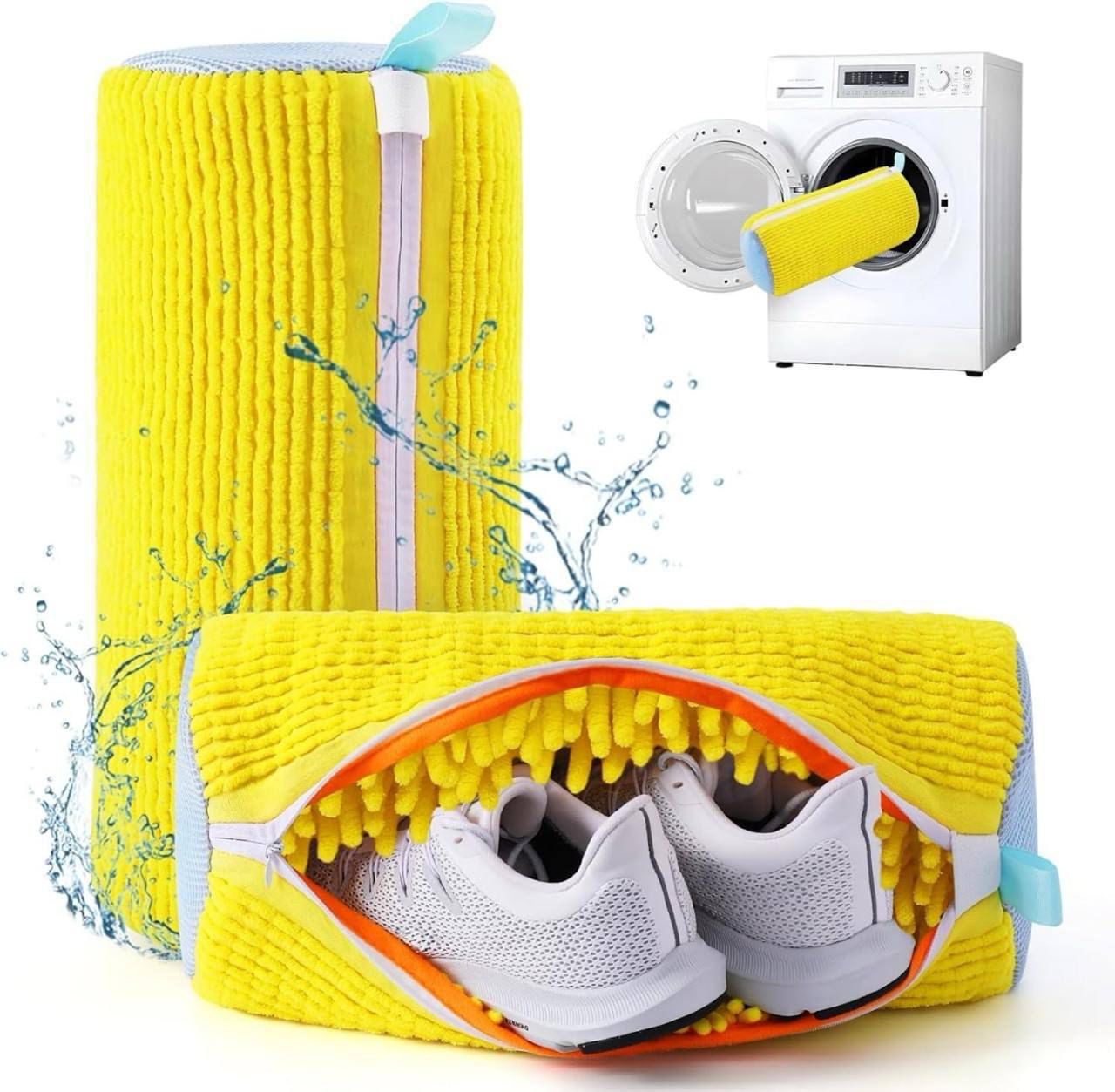 Shoe Bag Washing Machine, Invisible Zipper Side Opening Shoe Washing Bag for Washer and Dryer, Shoe Laundry Bags for Sneakers, Reusable Shoe Cleaning Bag for All Shoe Sizes