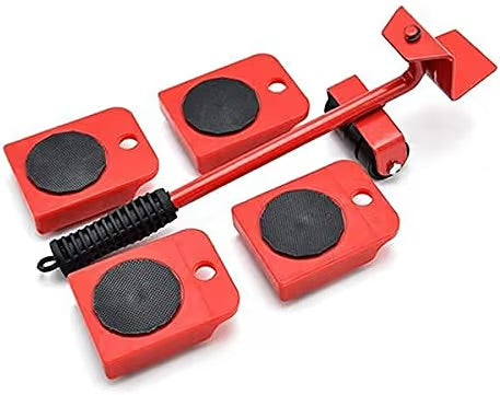 Heavy Furniture and Appliance Mover Tool Set - Roller Lifter Moving System With 4 Wheel Sliders Kit (Set of 1)