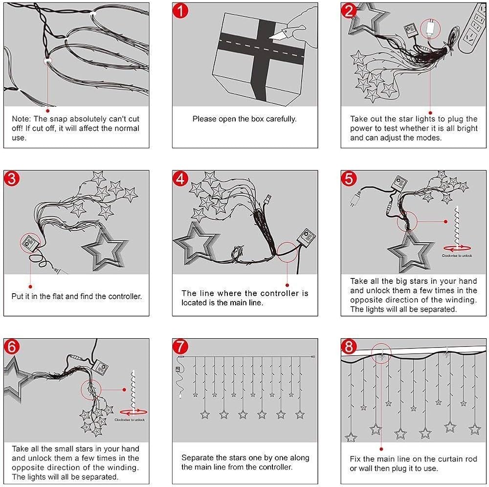 12 LED Star String Light Warm White 138 LEDs, 3 Mtr Decorative Lights for Decoration Christmas, Wedding, Party, Home & Patio Decorative Lighting for Living Room, Parties, Weddings