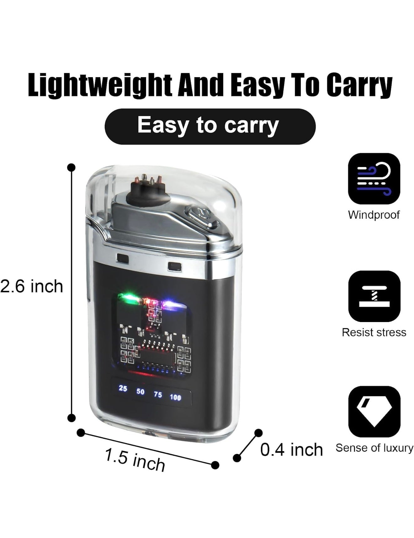 Waterproof USB Rechargeable LED Flashlight Lighter – Transparent Keychain Torch with Plasma Arc, Windproof Flameless Mini Lantern for Outdoor, Camping, Hiking & Survival